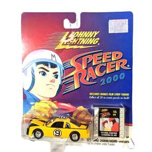 Johnny Lightning Speed Racer Diecast Car Yellow 2000 Film Cell No. 9 Toy Gift